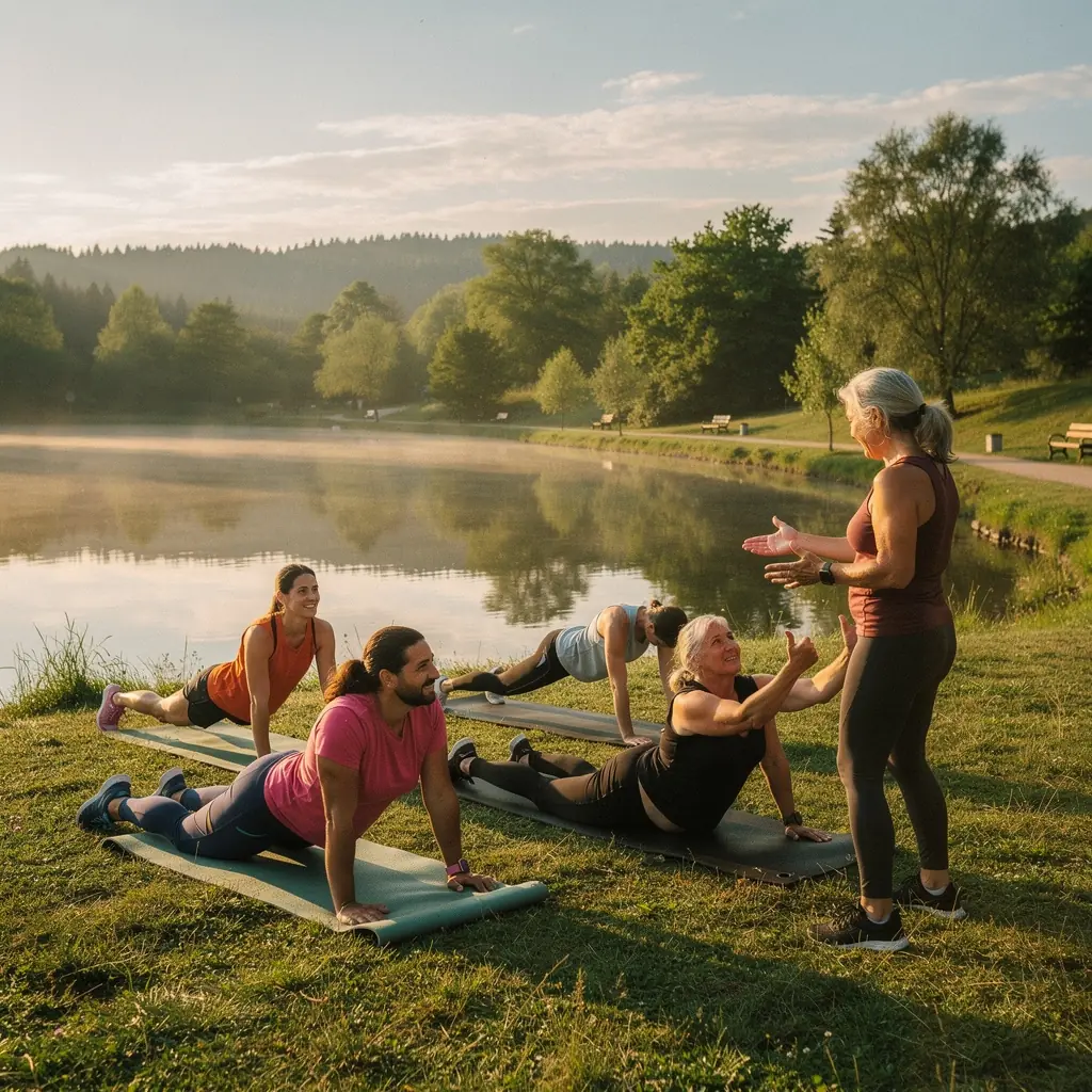 Инструктор демонстрира техники за укрепване на коремните мускули